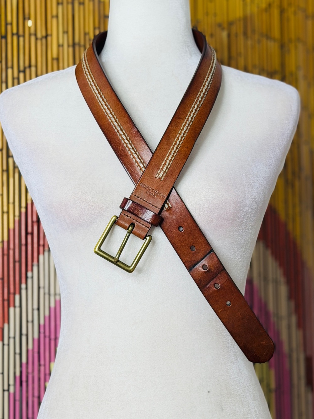Y2K Polo Ralph Lauren Italian Leather Belt with Solid Brass Buckle